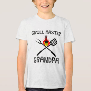 Grill Master Grandpa Gift Mens Summer Bbq Grilling Tri-Blend Shirt