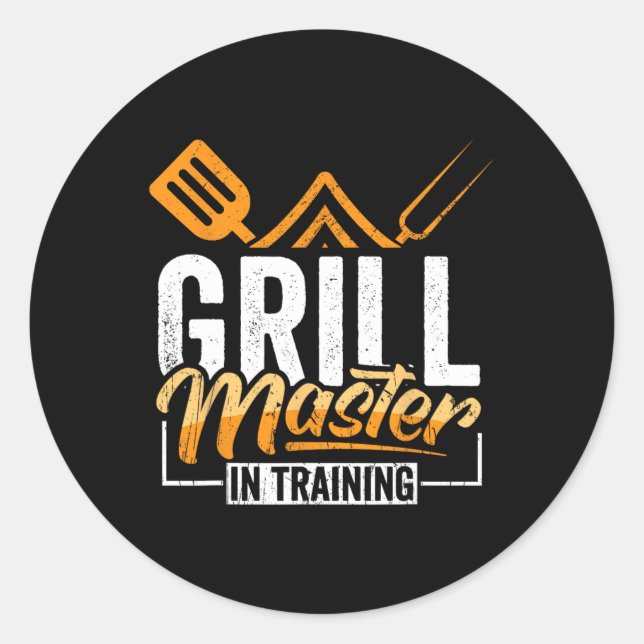Grill Master In Training Bbq Aficionado  Classic Round Sticker (Front)