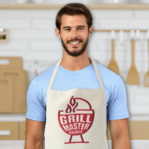 "Grill Master" Men's Chef Custom Name Cooking BBQ Apron