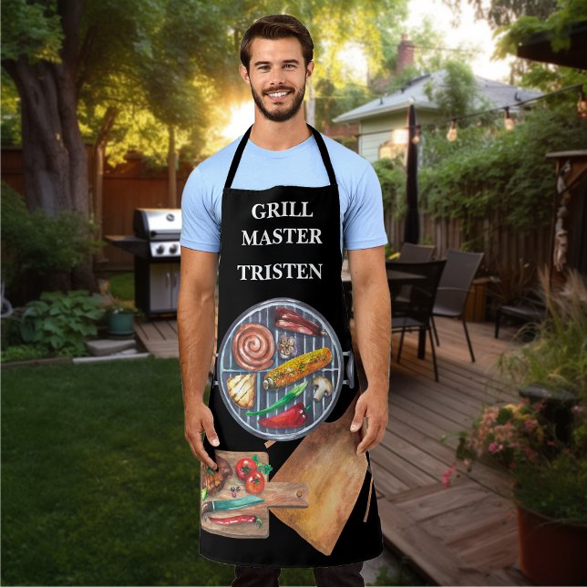Grill Master Name Monogram Grill BBQ   Apron (Creator Uploaded)