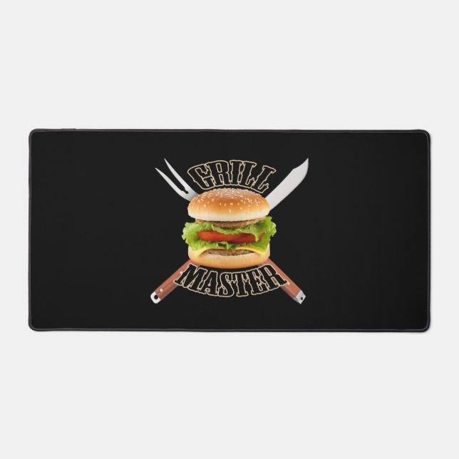 Grill Master Saying Barbecue BBQ Design Desk Mat (Front)
