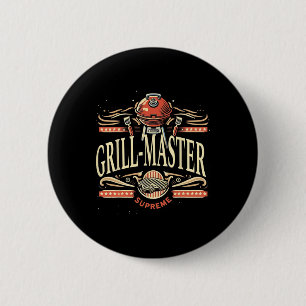 Grill Master Supreme Bbq Funny Graphic Tees 6 Cm Round Badge