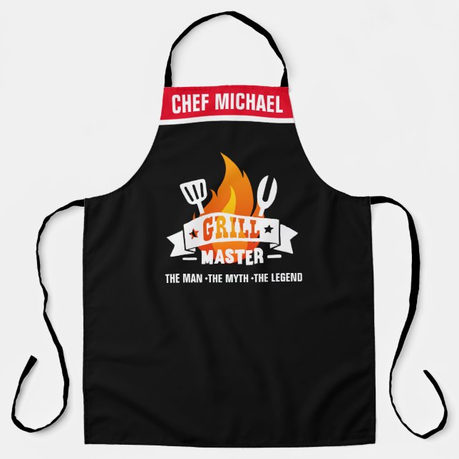 Grill Master The Man Myth Legend BBQ Apron (Front)