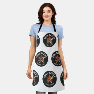 "Grill Master – Vintage BBQ Apron with Flames & Ut