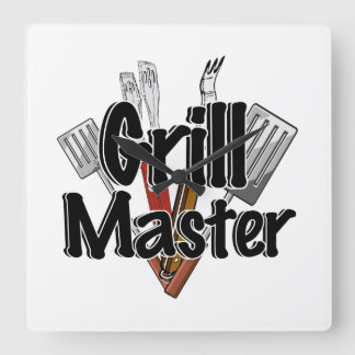 Grill Master with BBQ Tools Square Wall Clock