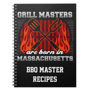Grill Masters Are Born In Massachusetts Recipe Spiral Notebook