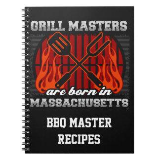 Grill Masters Are Born In Massachusetts Recipe Spiral Notebook