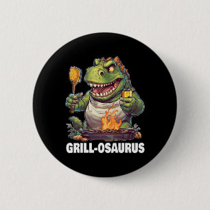 Grill-osaurus Rex Bbq Dinosaur Funny Fathers&#  D 6 Cm Round Badge