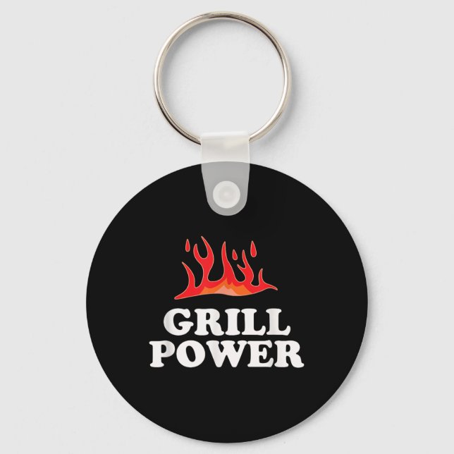 Grill Power - Funny Barbeque Bbq Slogan Saying  Key Ring (Front)