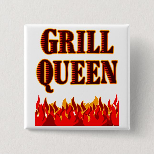 Grill Queen Funny BBQ Saying 15 Cm Square Badge (Front)