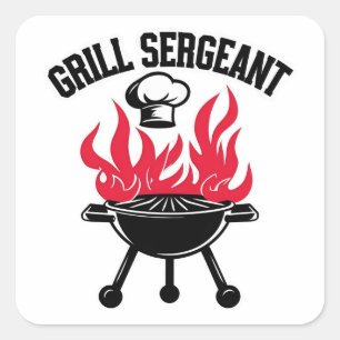Grill Sergeant BBQ Dad Funny Party Square Sticker