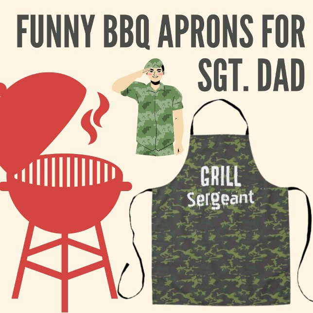 Grill Sergeant Camo Funny Bbq Men's Long Apron (Creator Uploaded)