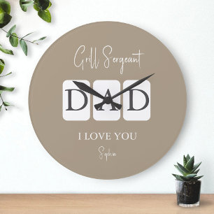 Grill Sergeant Dad I Love You Name Customized Large Clock