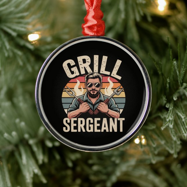 Grill Sergeant Fathers Day BBQ Dad Gift Metal Tree Decoration (Tree)