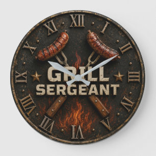 Grill Sergeant Funny BBQ Grill Master Barbecue  Large Clock