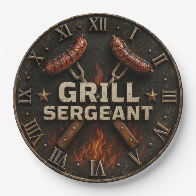 Grill Sergeant Funny BBQ Grill Master Barbecue  Paper Plate (Front)