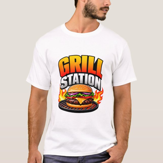 🔥 Grill Station Restaurant Kitchen Staff Team 🍔 T-Shirt (Front)
