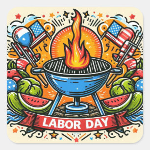 Grill & Thrill Labor Day Celebration Square Sticker