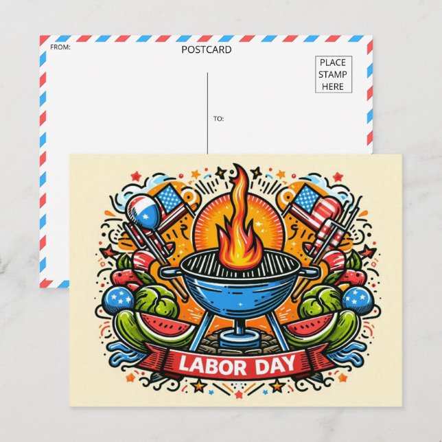Grill & Thrill Labour Day Celebration Postcard (Front/Back)