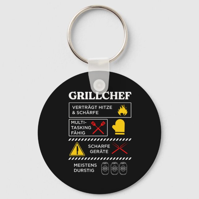 Grillchef Grillen Chef Barbecue BBQ Grilling Gift Key Ring (Front)