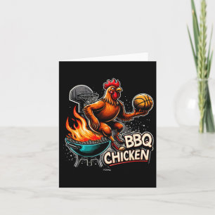 Grilled Bbq Chicken Playing Flaming Basketball  Card