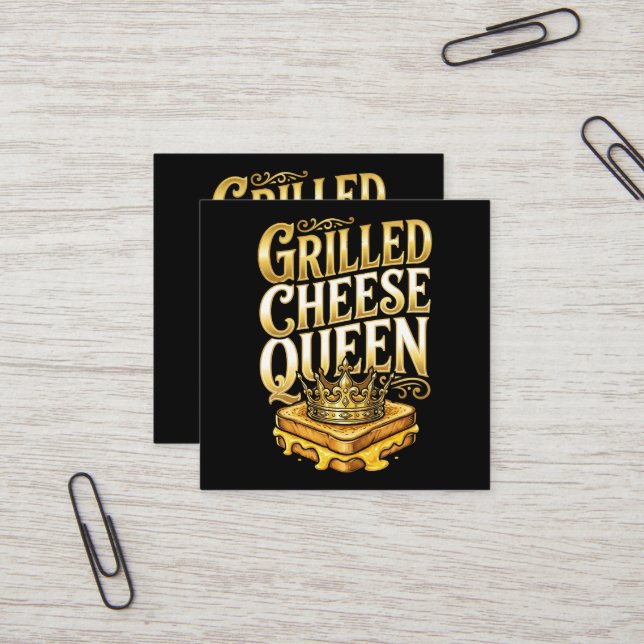Grilled Cheese Day Square Business Card (Front/Back In Situ)