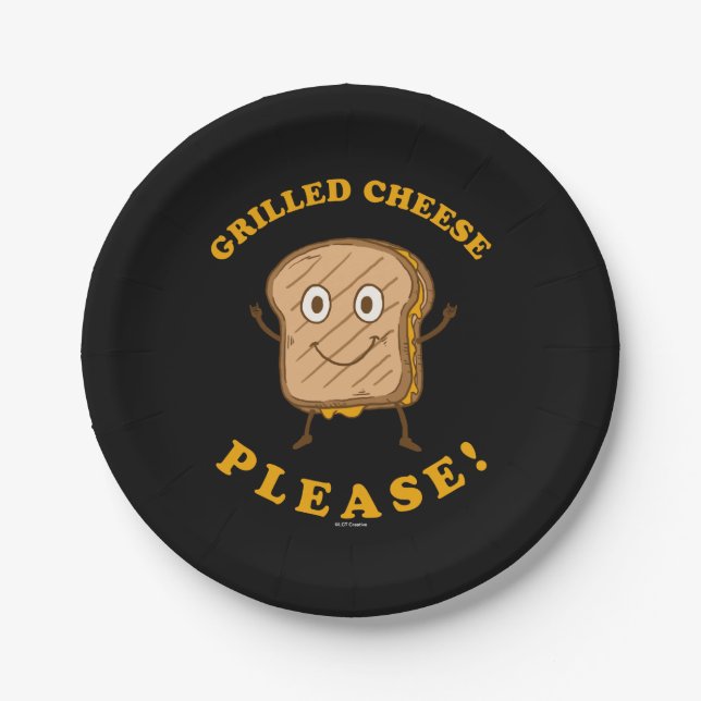 Grilled Cheese Please Paper Plate (Front)