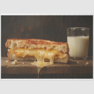 Grilled Cheese Sandwich and Milk Decoupage Tissue Paper