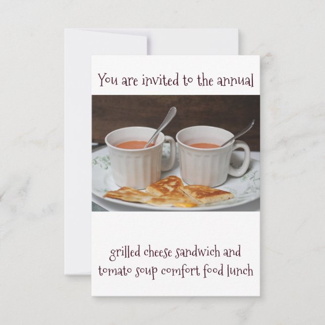 Grilled Cheese & Tomato Soup Comfort Food Luncheon Invitation (Front)