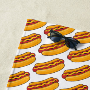Grilled Hot Dog Pattern Beach Towel