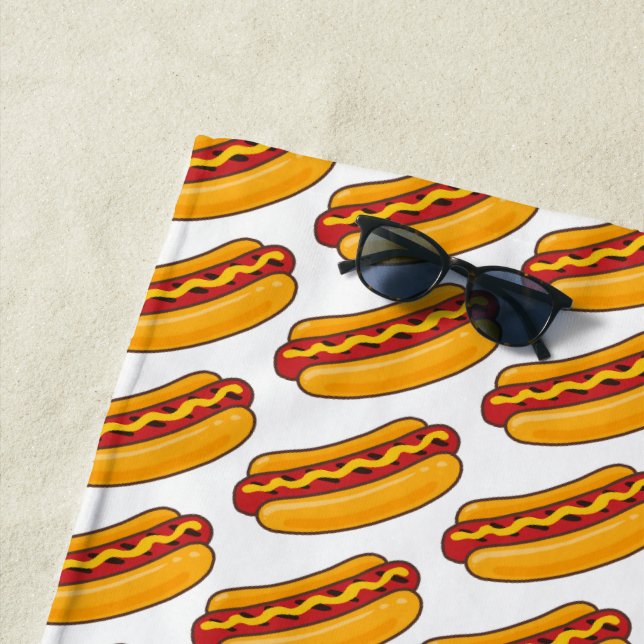 Grilled Hot Dog Pattern Beach Towel (In Situ)