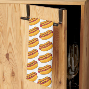 Grilled Hot Dog Pattern Tea Towel