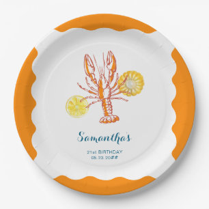 Grilled Lobster Tails BBQ Seafood Summer Birthday Paper Plate