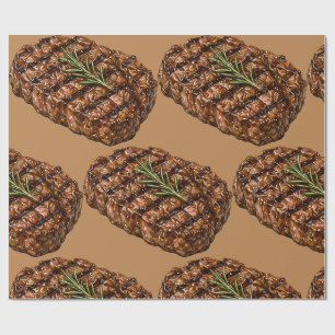 Grilled Ribeye Steak BBQ Meat Illustration Wrapping Paper