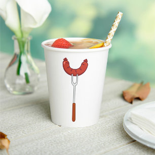 Grilled Sausage on BBQ Fork Paper Cups