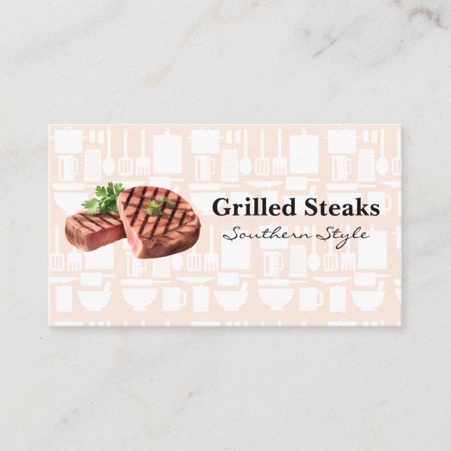Grilled Steaks | Restaurant Business Card (Front)