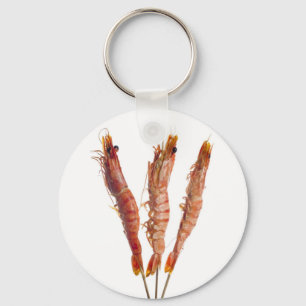 Grilled tiger prawn on a skewer key ring