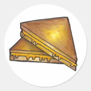 Grilled Toasted Cheddar Cheese Sandwich Lunchtime Classic Round Sticker