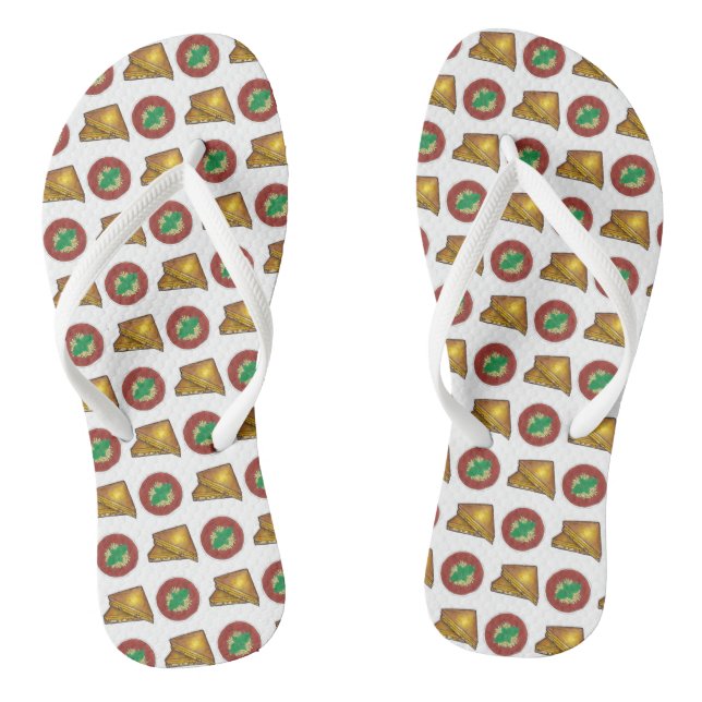 Grilled Toasted Cheese Sandwich Tomato Soup Foodie Jandals (Footbed)