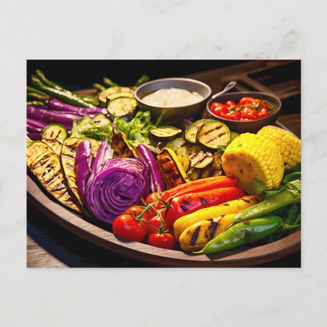 Grilled Vegetable. Array of beautifully charred ve Postcard (Front)