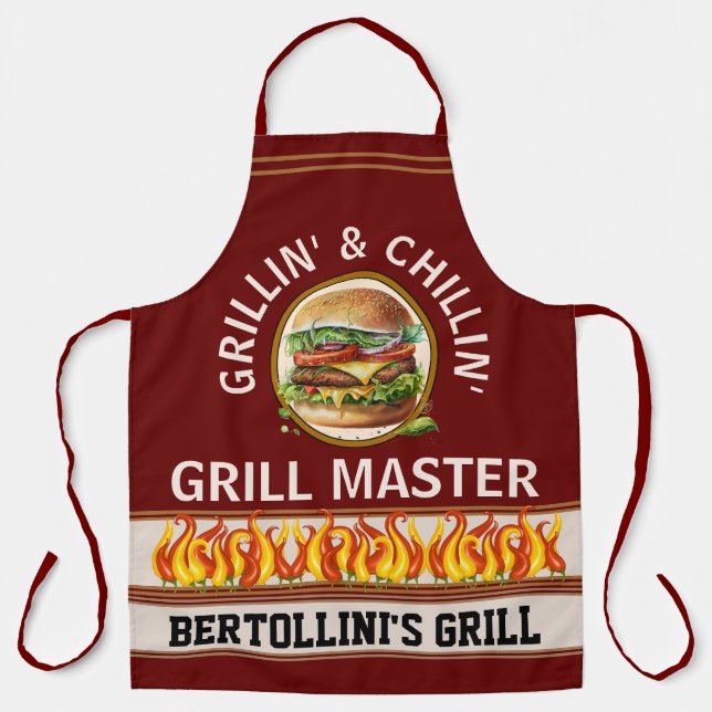 Grillin' and Chillin' All-Over Print Apron (Front)
