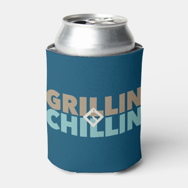 Grillin' and Chillin' Personalised Can Cooler (Can Front)