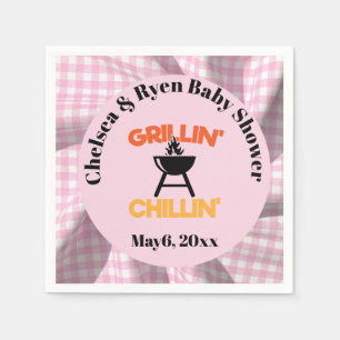 Grillin&chillin Baby q Gingham baby shower  Napkin