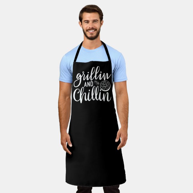 Grillin Chillin BBQ Large Black Apron (Worn)