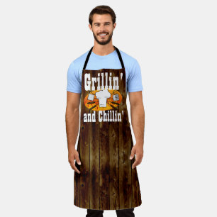 Grillin Chillin Funny Men's BBQ Cooking Chef Apron