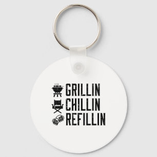 Grillin Chillin Refillin Funny Byrbecue Bbq Grill  Key Ring