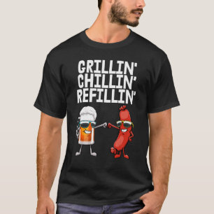 Grillin Chillin Refillin  Women Hot Dog & Beer Foo T-Shirt