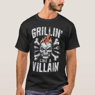 Grillin Like a Villain Cookout BBQ Funny Dad Grill T-Shirt