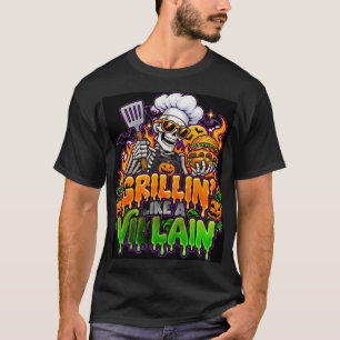 Grillin' Like A Villain Skeleton Chef BBQ T-Shirt