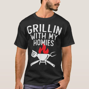 Grillin With My Homies Funny Distressed Retro BBQ T-Shirt
